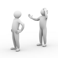 Two people having church problems by not listening to each other.